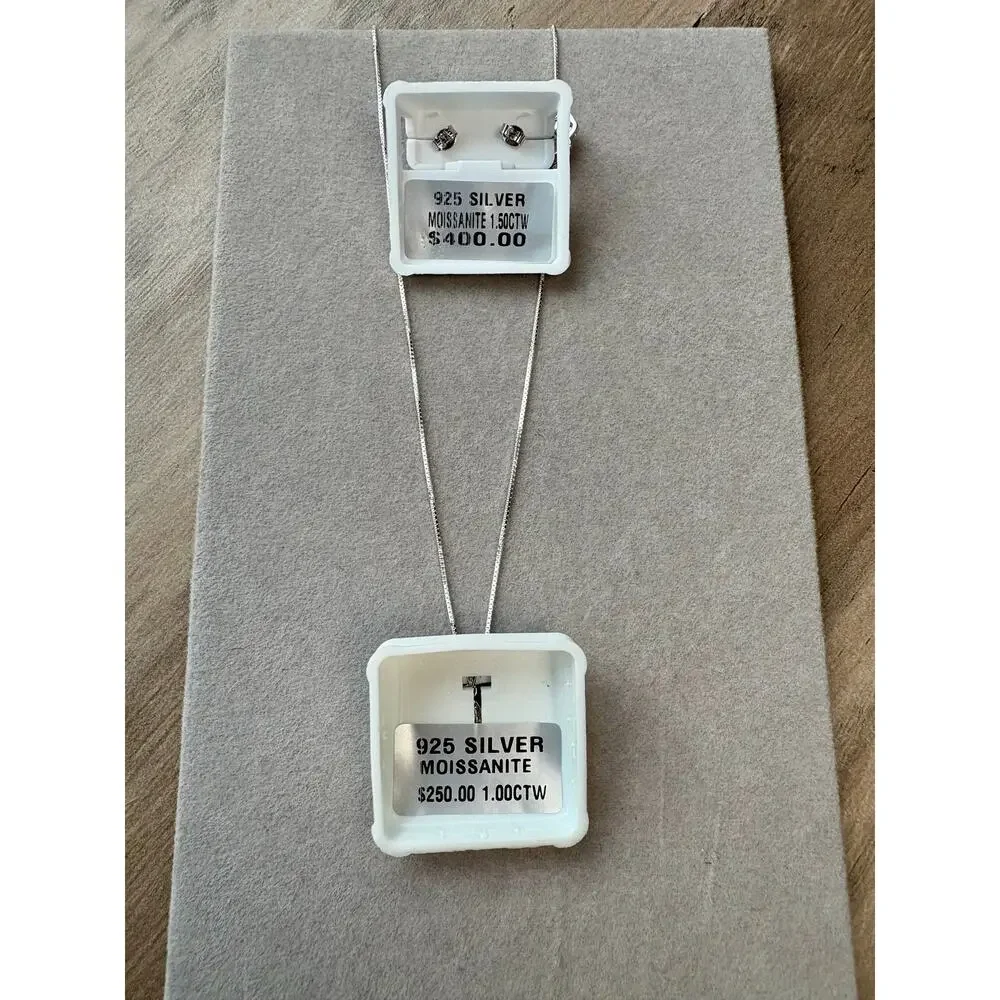 NWT Hamsa Moissanite Necklace & Earring Bundle - 925 Silver - Picture 6 of 10